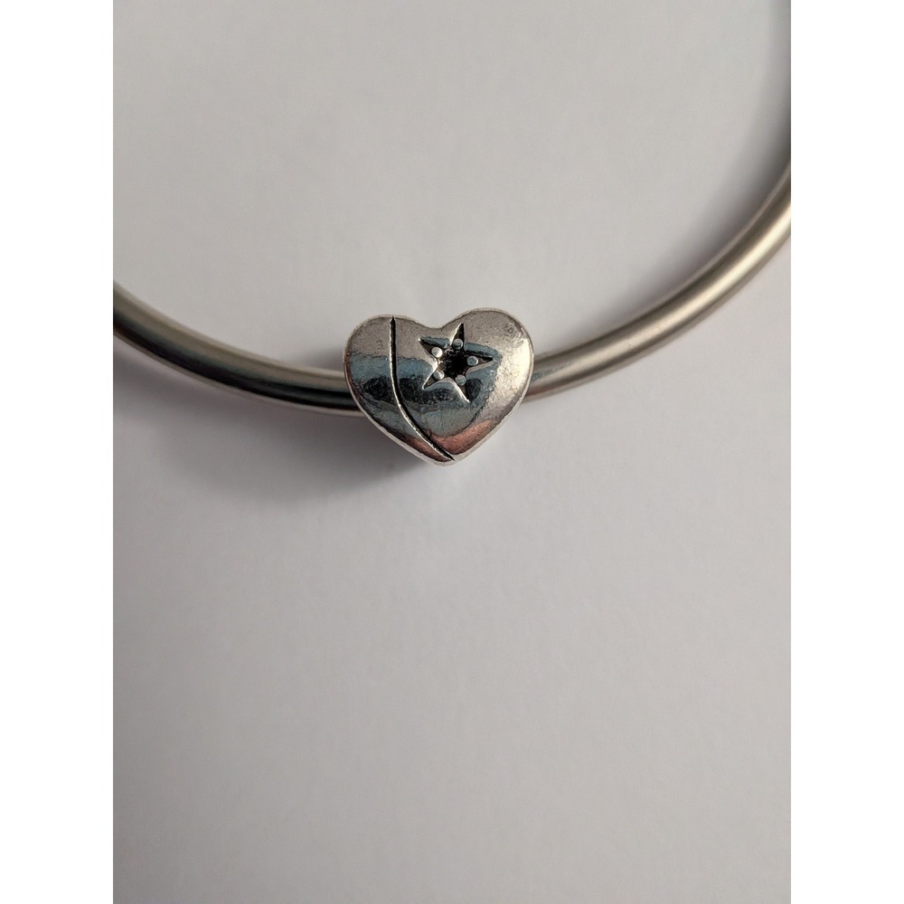 Silver Heart Moon and Star Charm for Bracelet Celestial Jewelry